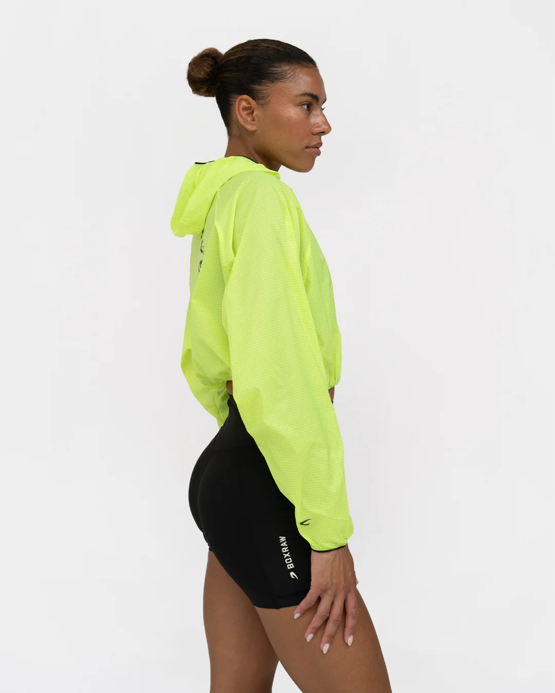 Genaro Cropped Windbreaker Hoodie - Neon Yellow - Image 7