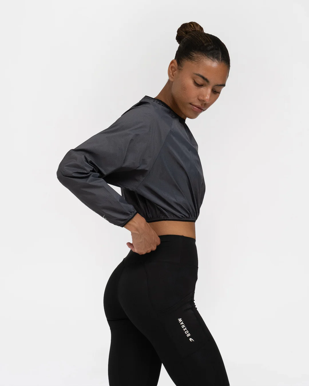 Genaro Cropped Windbreaker Crew - Charcoal - Image 4