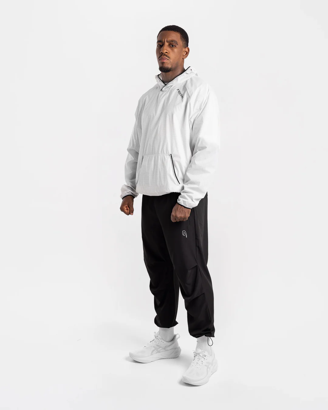 Genaro Oversized Windbreaker Hoodie - White - Image 3