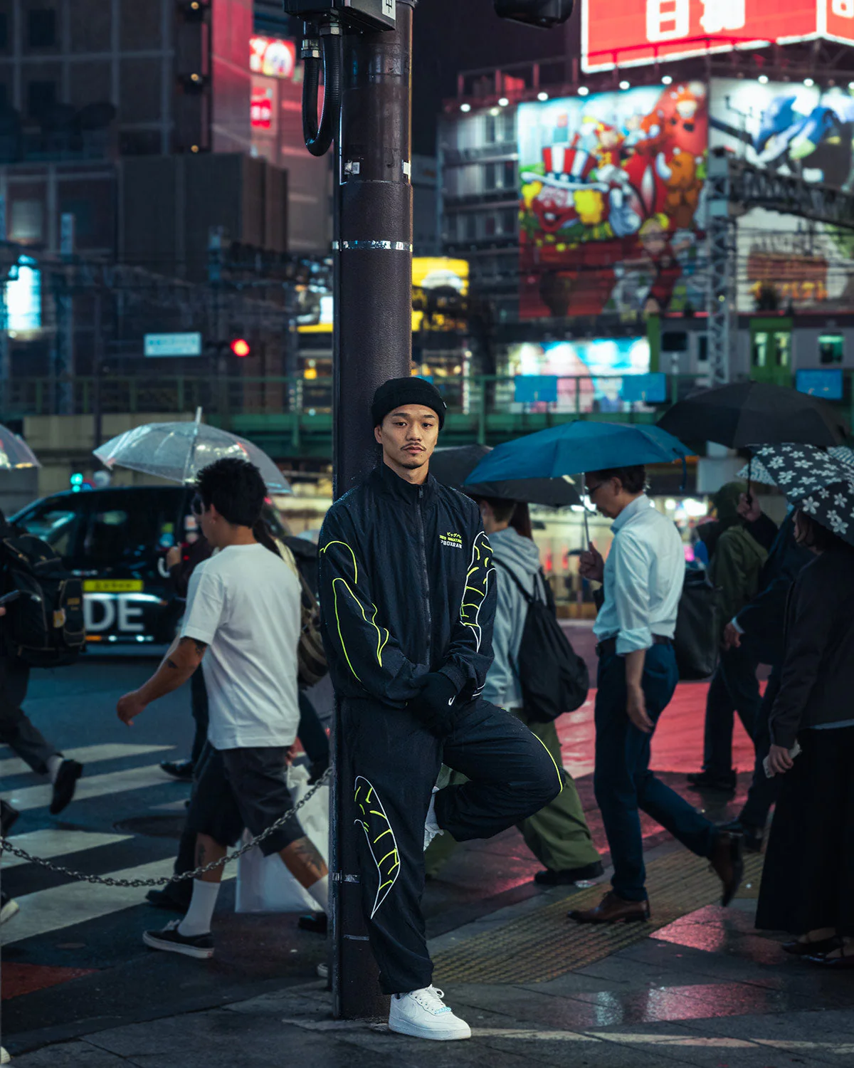 Nakatani x BOXRAW Track Bottoms - Black/Yellow - Image 2