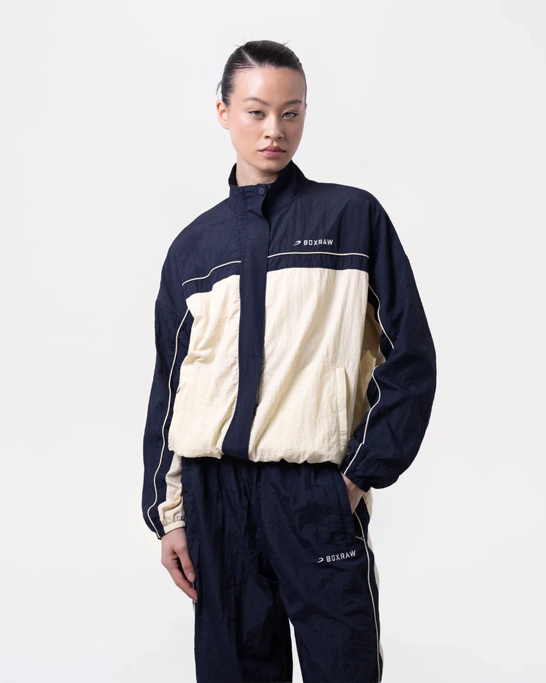 Nell Track Jacket - Navy/Cream