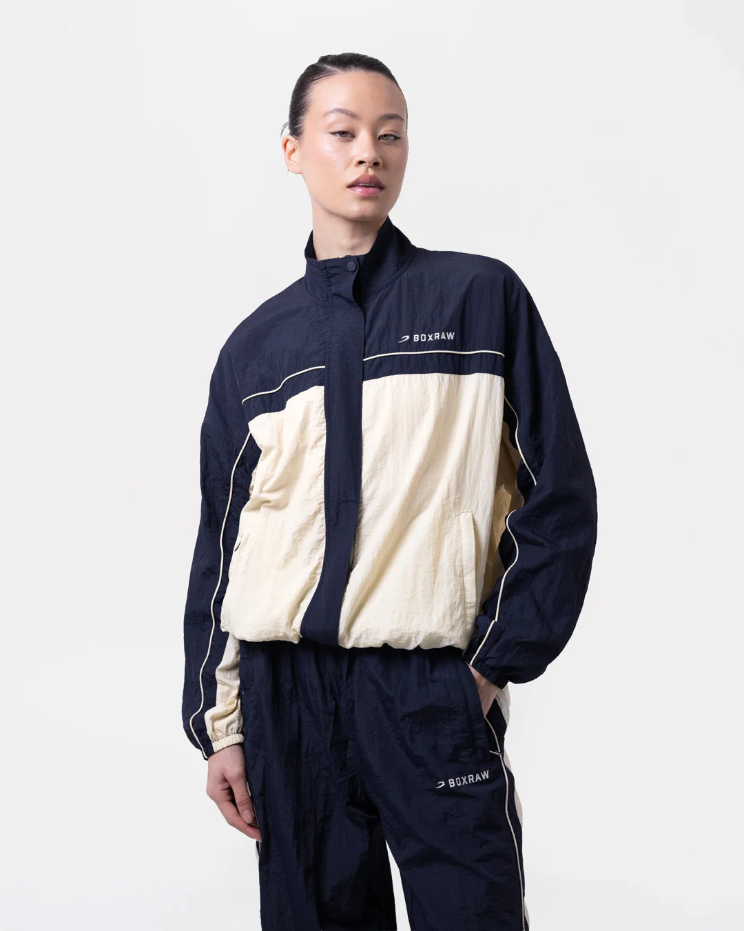 Nell Track Jacket - Navy/Cream - Image 6