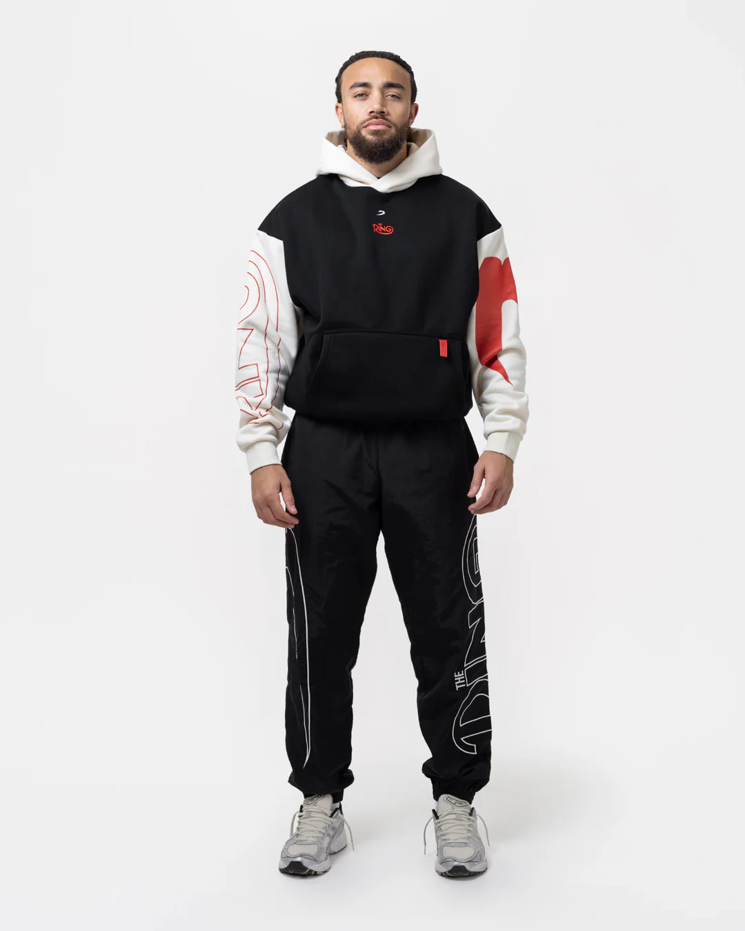 Ring x BOXRAW Oversized Hoodie - Black/Beige - Image 2
