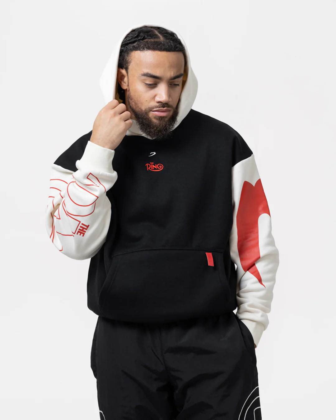 Ring x BOXRAW Oversized Hoodie - Black/Beige - Image 4