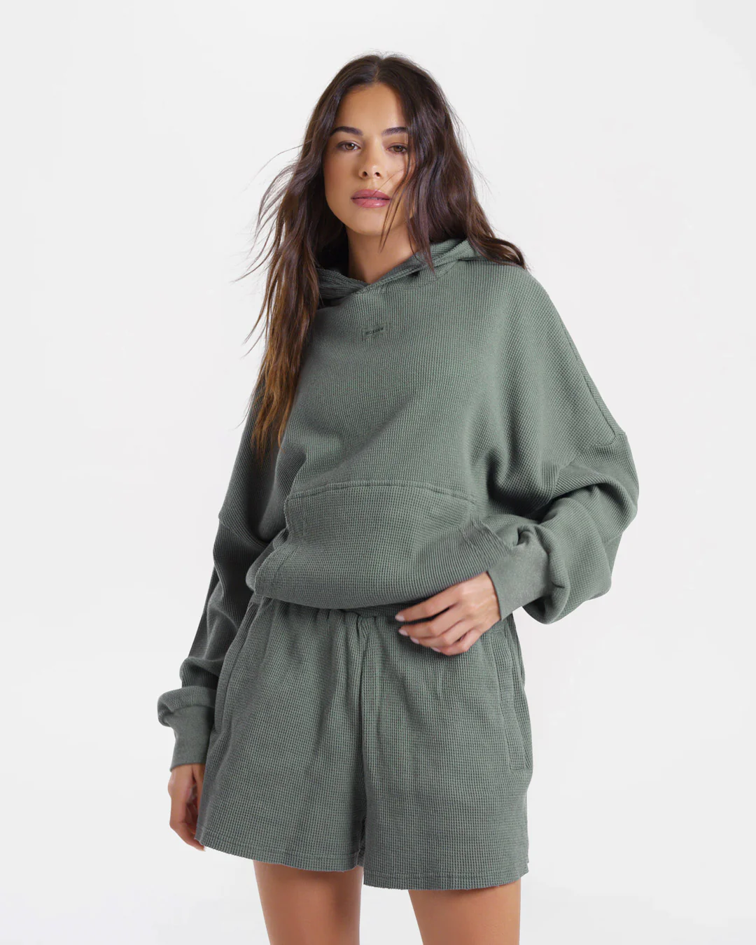 Shirley Waffle Hoodie - Green