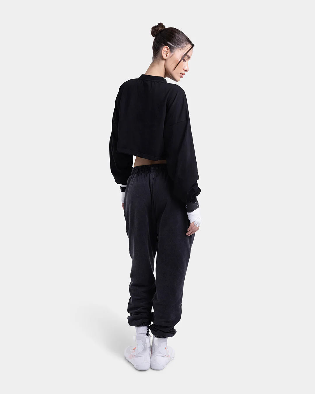 Strike Oversized Cropped Long Sleeve T-Shirt - Black - Image 5