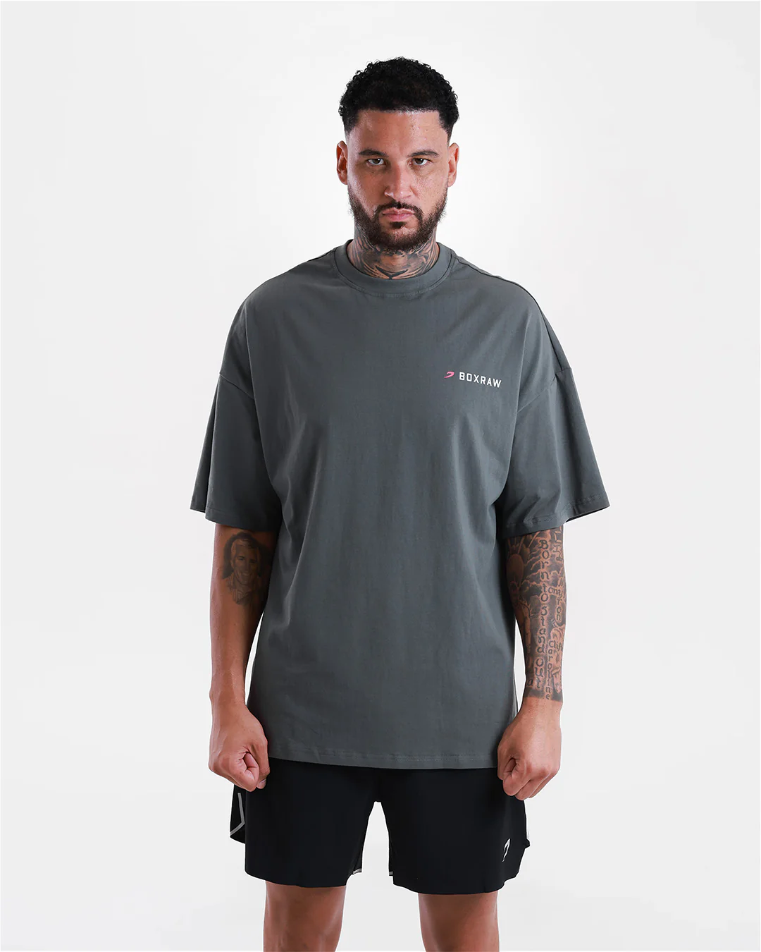 We Don't Play Boxing Oversized T-Shirt - Grey/Pink - Image 3