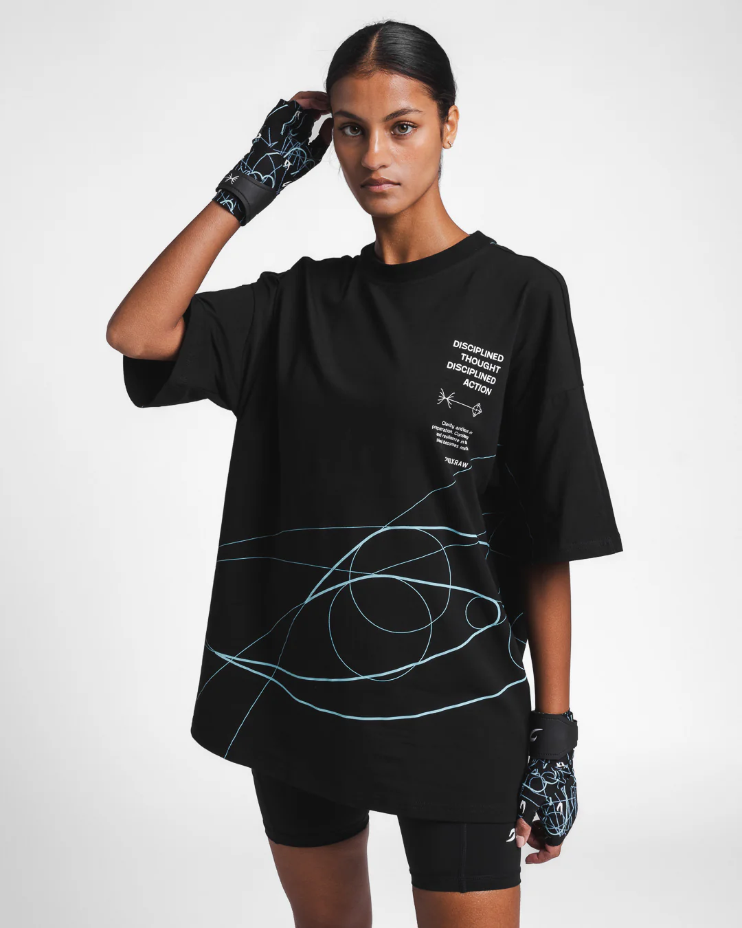 Disciplined Thought/Action Oversized T-Shirt - Black - Image 4