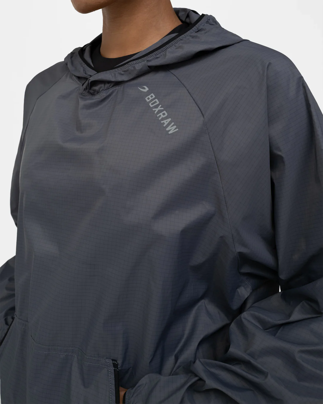 Genaro Oversized Windbreaker Hoodie - Charcoal - Image 8