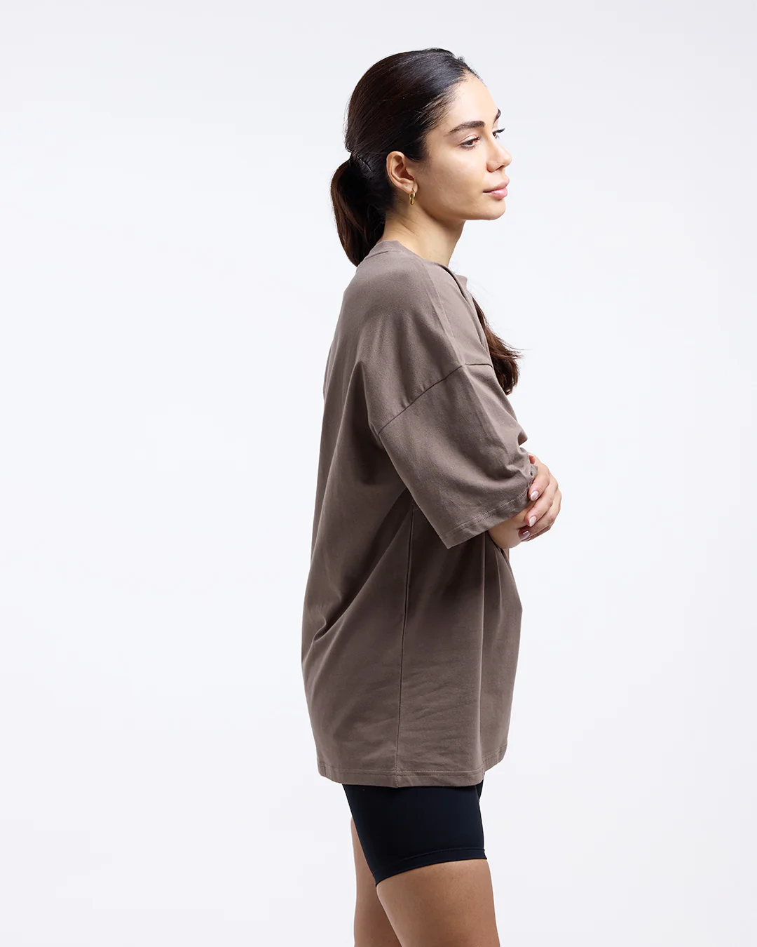 Lineal Oversized T-Shirt - Mocha - Image 4