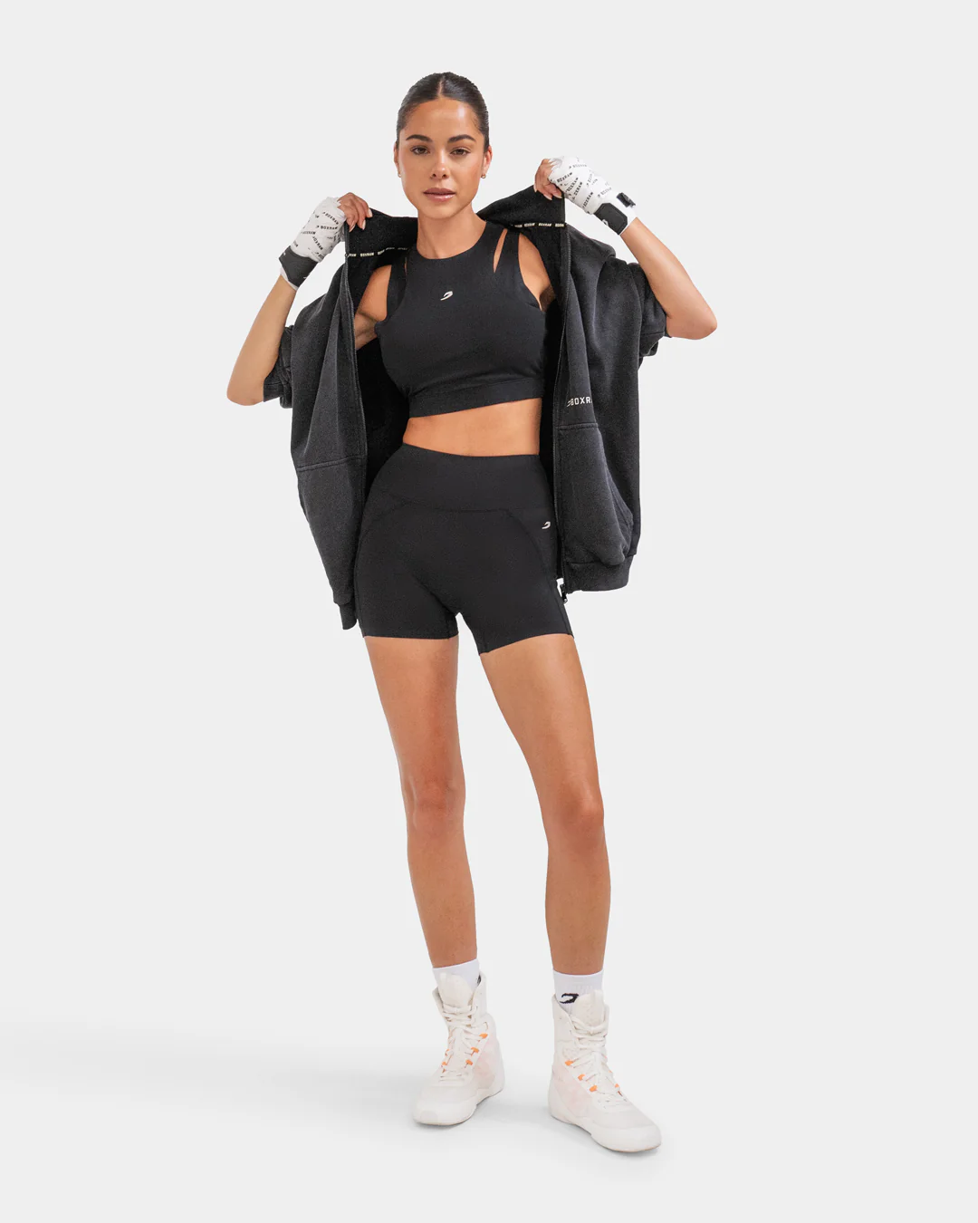 Sparring Club Oversized Zip Up Hoodie - Washed Black - Image 4