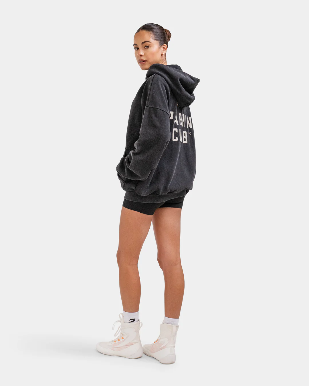 Sparring Club Oversized Zip Up Hoodie - Washed Black - Image 7